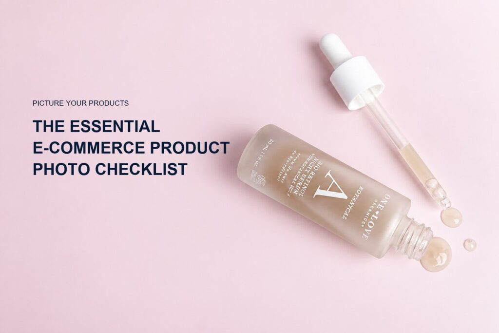 Pink skincare serum product photo representing an e-commerce photography checklist