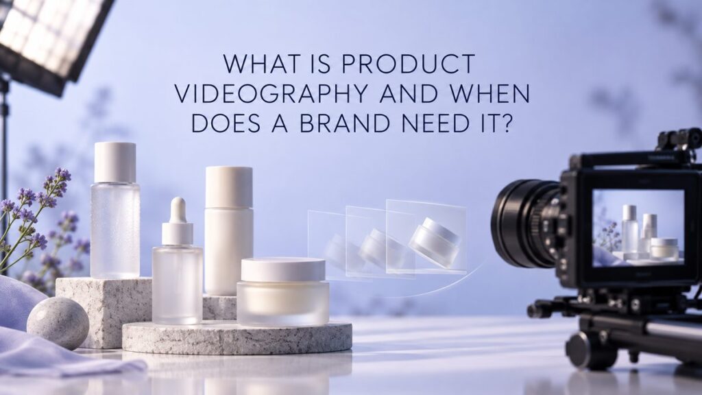 Unbranded skincare products with a compact camera for product videography