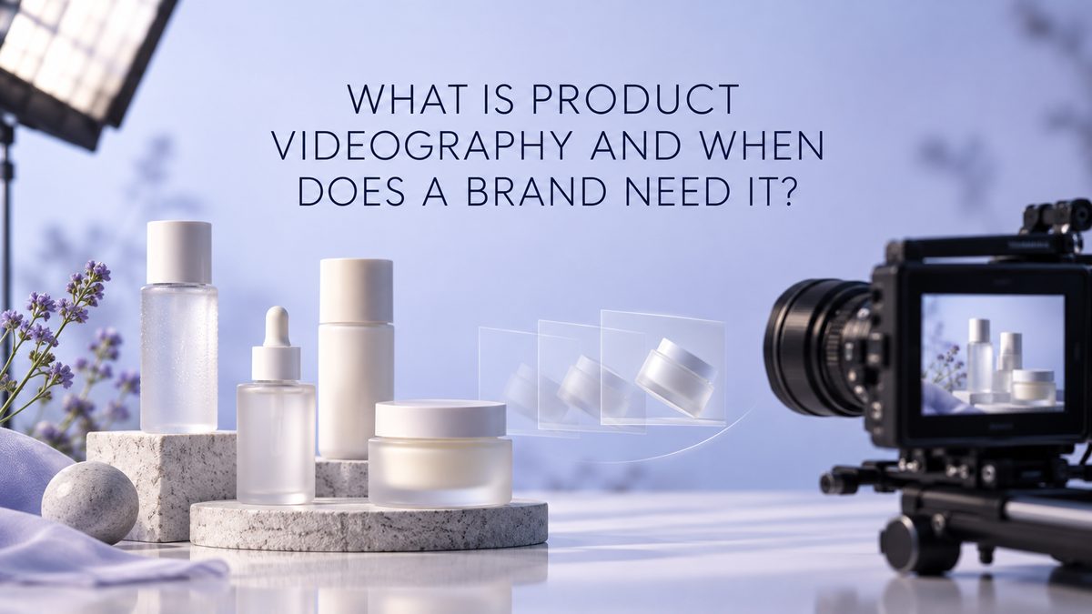 Unbranded skincare products with a compact camera for product videography