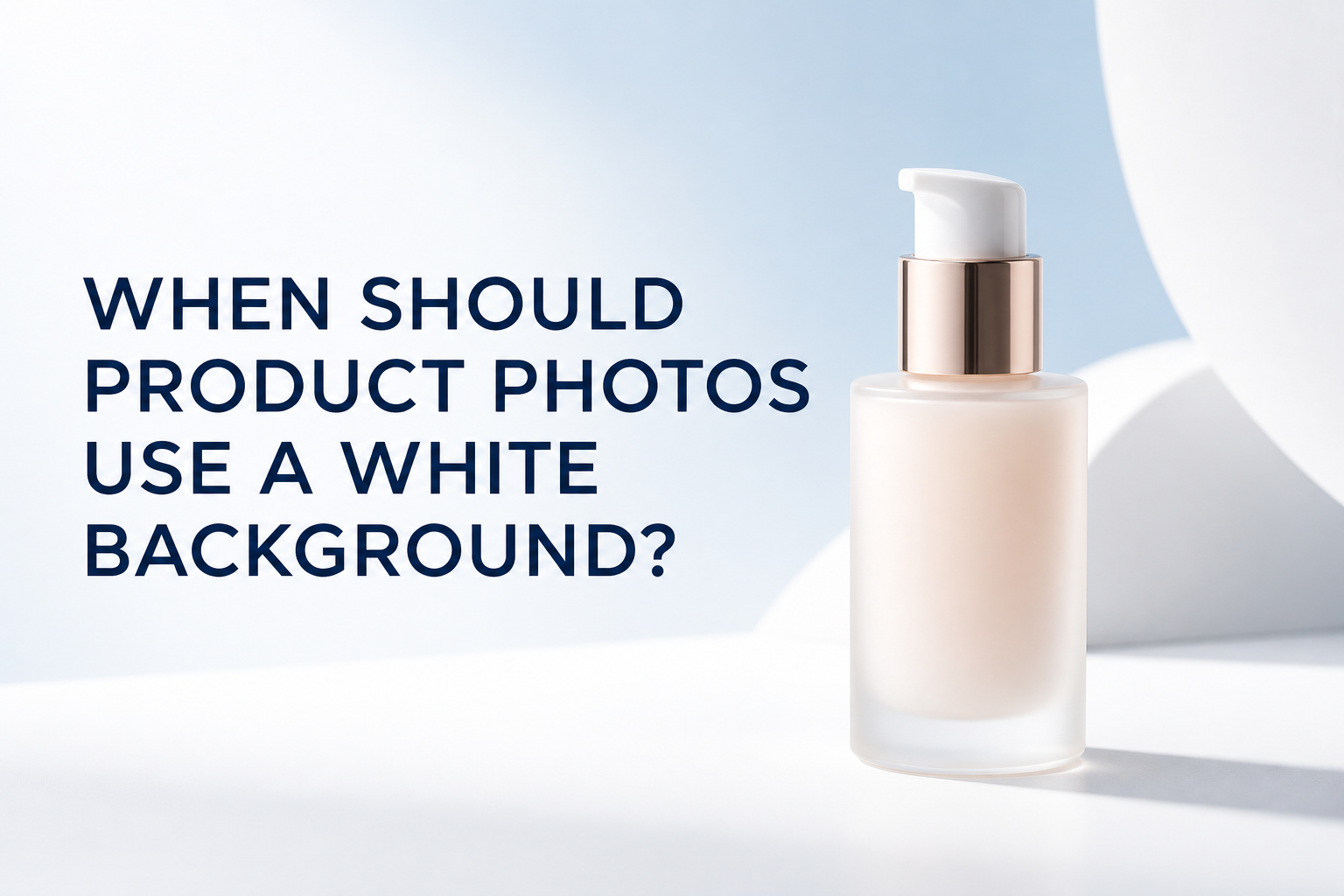 White background product photography guide with an unbranded skincare bottle